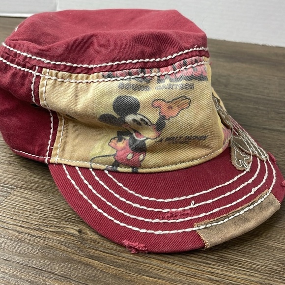 Disneyland Resort Red Tan Mickey Mouse Cadet Hat - Picture 3 of 8